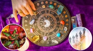 "Vedic Astrology Consultation tools with birth chart, gemstones, and pendulum used for career, marriage, and health guidance in Gurgaon and Delhi