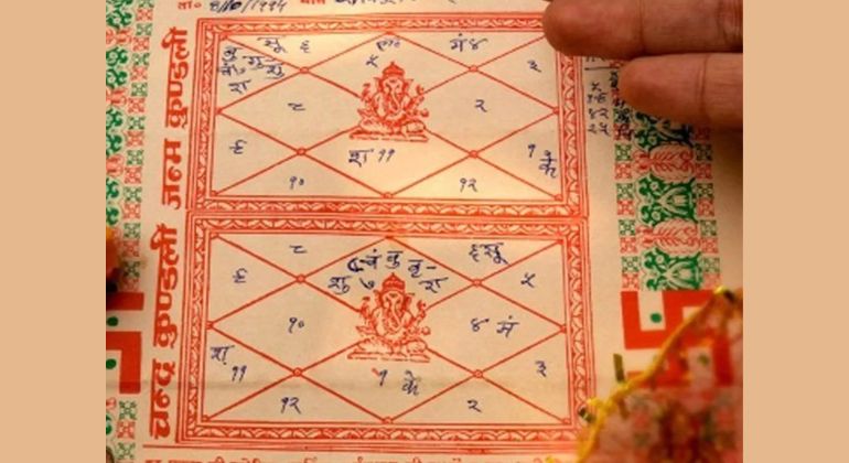 Traditional Janam Kundli chart used in online astrology services in India for personalized horoscope analysis and marriage compatibility