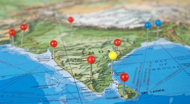Map of India with pins showing top cities for astrology services by the Best Vedic Astrologer in India – Dr. Sauraabh Sinhha