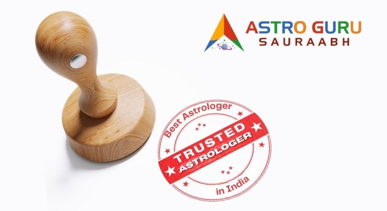 Trusted Astrologer in India certification stamp and Astro Guru Sauraabh logo representing Best Vedic Astrologer in India.